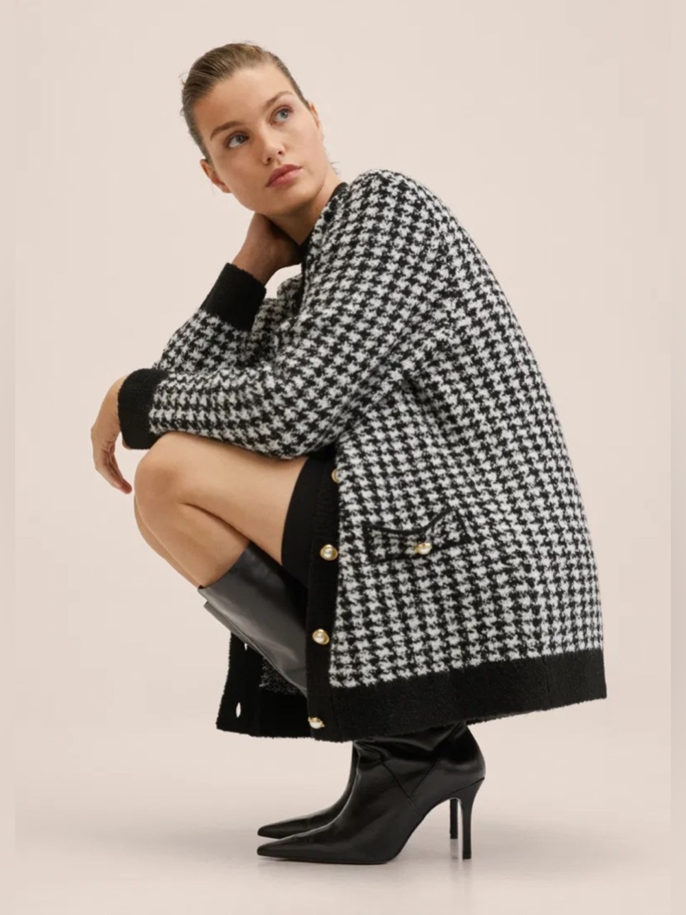 Mango houndstooth print cardigan size medium